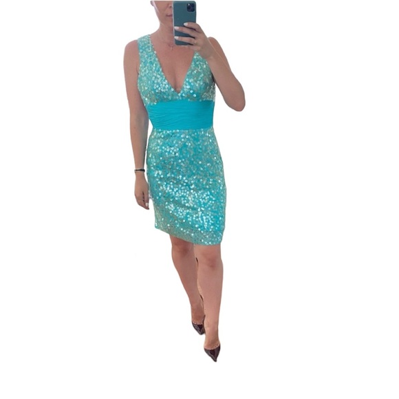 Jovani Sequin Dress Aqua - Picture 1 of 3